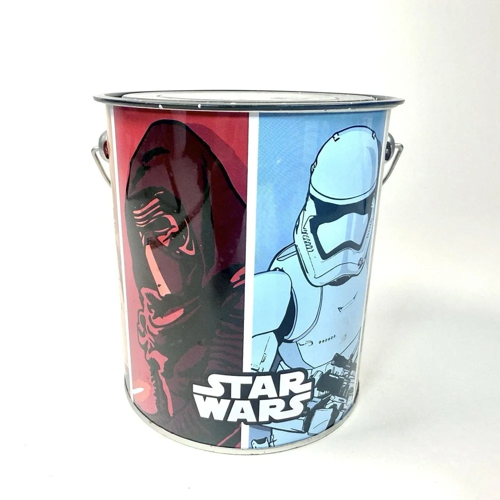 Star Wars Force Awakens Metal‎ Treat Bucket Pail Halloween Tin w Lid Disney